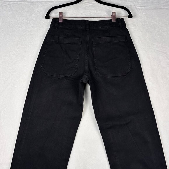 Everlane The Barrel Pant Black 4R High Rise Wide Leg Ankle Crop Organic Cotton - Picture 9 of 10